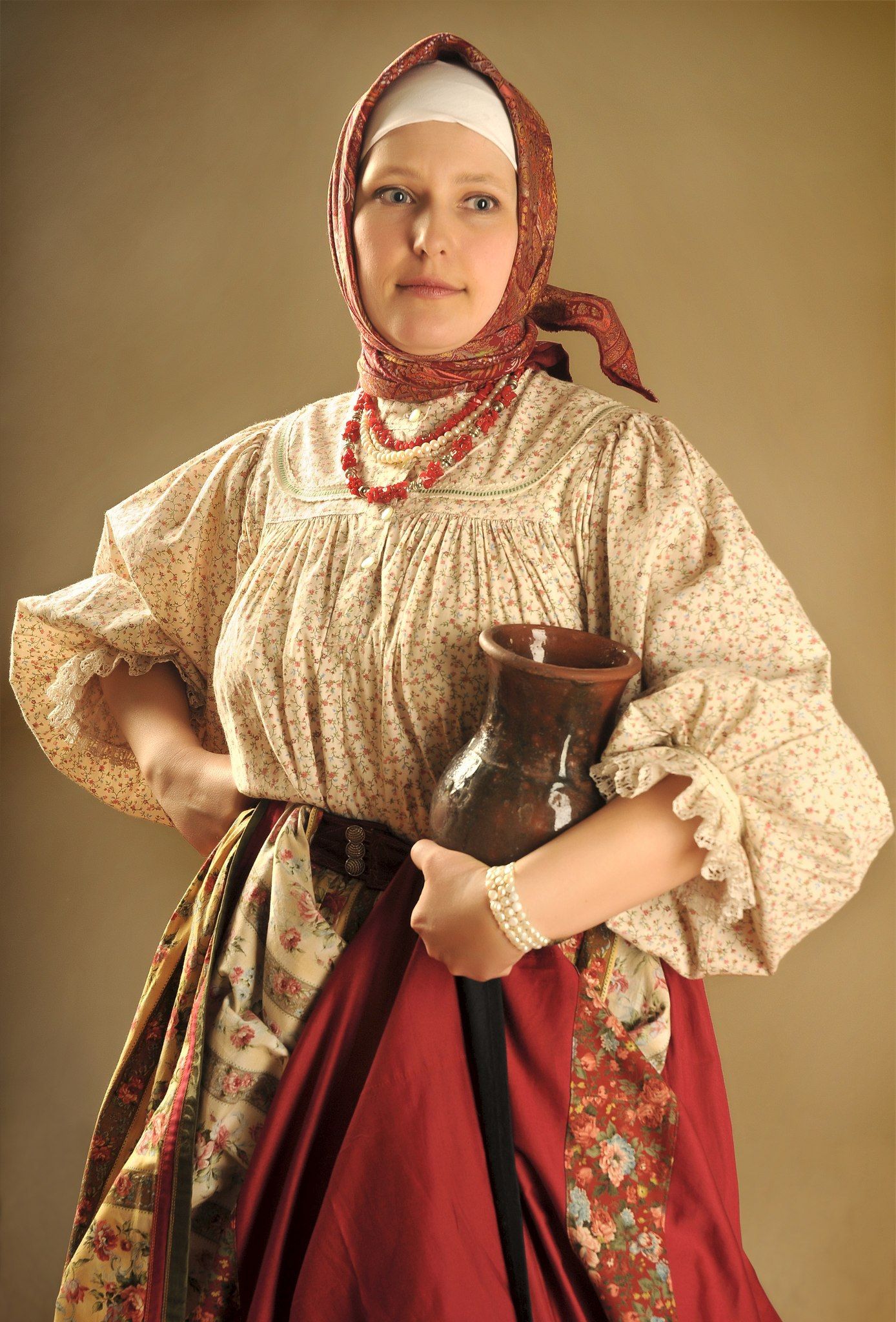 Girls in Slavic costumes in Barcelona