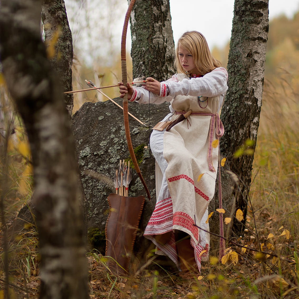 Sexy photo Girls in Slavic costumes in Barcelona